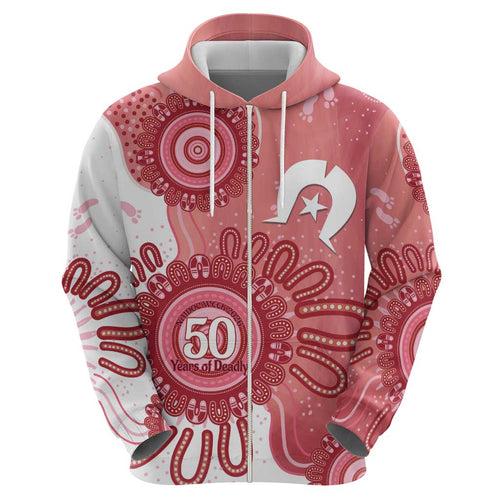 NAIDOC Week 2026 Hoodie 50 Years Deadly Dhari Pink Aboriginal Art