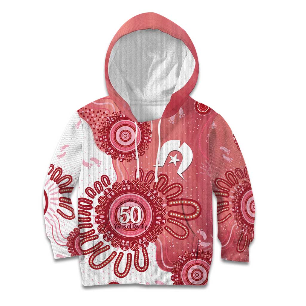 NAIDOC Week 2026 Kid Hoodie 50 Years Deadly Dhari Pink Aboriginal Art