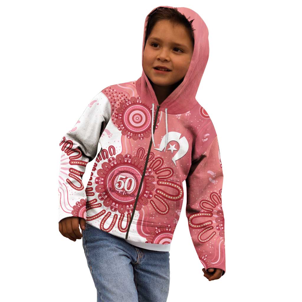 NAIDOC Week 2026 Kid Hoodie 50 Years Deadly Dhari Pink Aboriginal Art