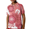 NAIDOC Week 2026 Kid Polo Shirt 50 Years Deadly Dhari Pink Aboriginal Art