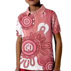 NAIDOC Week 2026 Kid Polo Shirt 50 Years Deadly Dhari Pink Aboriginal Art