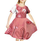 NAIDOC Week 2026 Kid Short Sleeve Dress 50 Years Deadly Dhari Pink Aboriginal Art