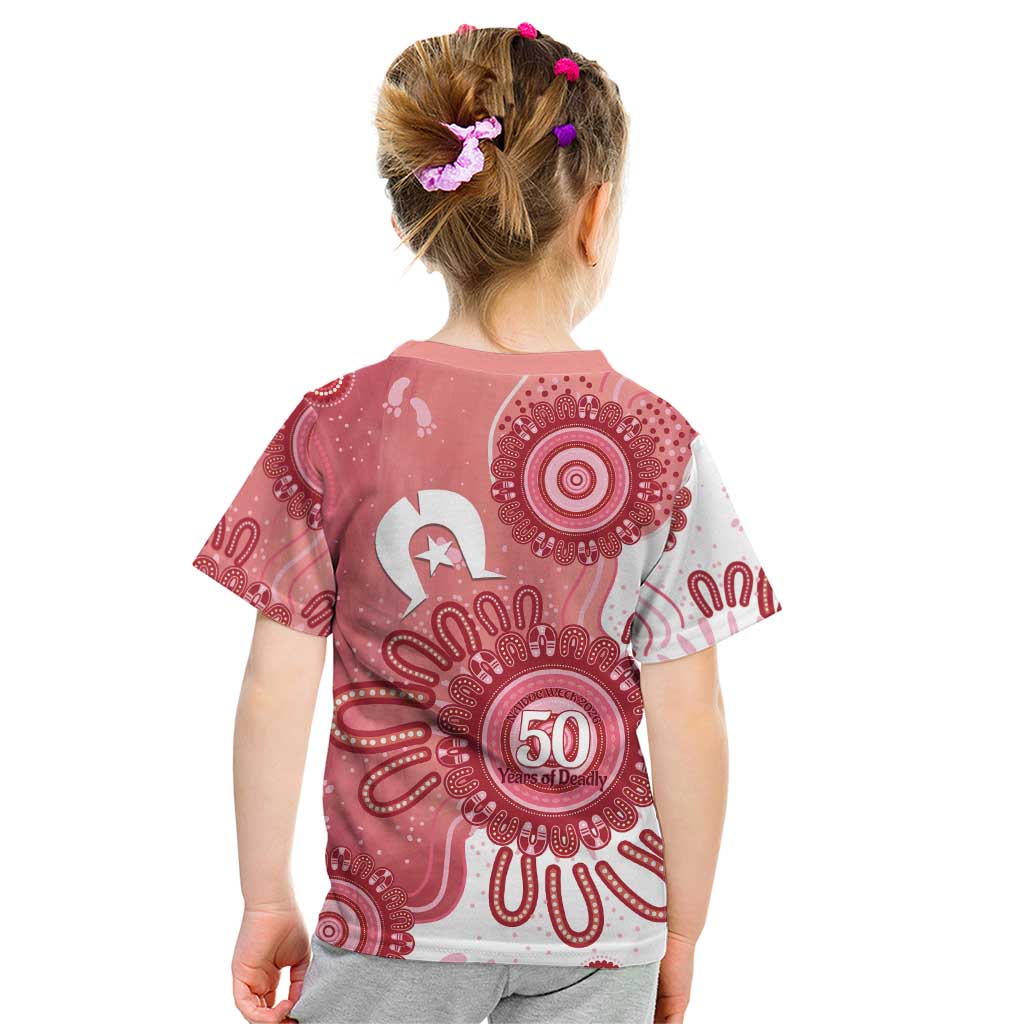 NAIDOC Week 2026 Kid T Shirt 50 Years Deadly Dhari Pink Aboriginal Art