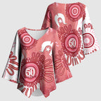 NAIDOC Week 2026 Kimono Sleeve Blouse 50 Years Deadly Dhari Pink Aboriginal Art