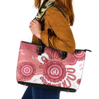 NAIDOC Week 2026 Leather Tote Bag 50 Years Deadly Dhari Pink Aboriginal Art