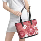 NAIDOC Week 2026 Leather Tote Bag 50 Years Deadly Dhari Pink Aboriginal Art