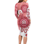 NAIDOC Week 2026 Long Sleeve Bodycon Dress 50 Years Deadly Dhari Pink Aboriginal Art