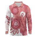 NAIDOC Week 2026 Long Sleeve Polo Shirt 50 Years Deadly Dhari Pink Aboriginal Art