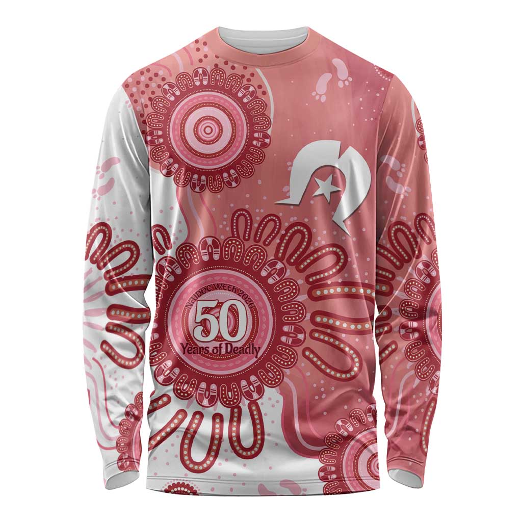NAIDOC Week 2026 Long Sleeve Shirt 50 Years Deadly Dhari Pink Aboriginal Art