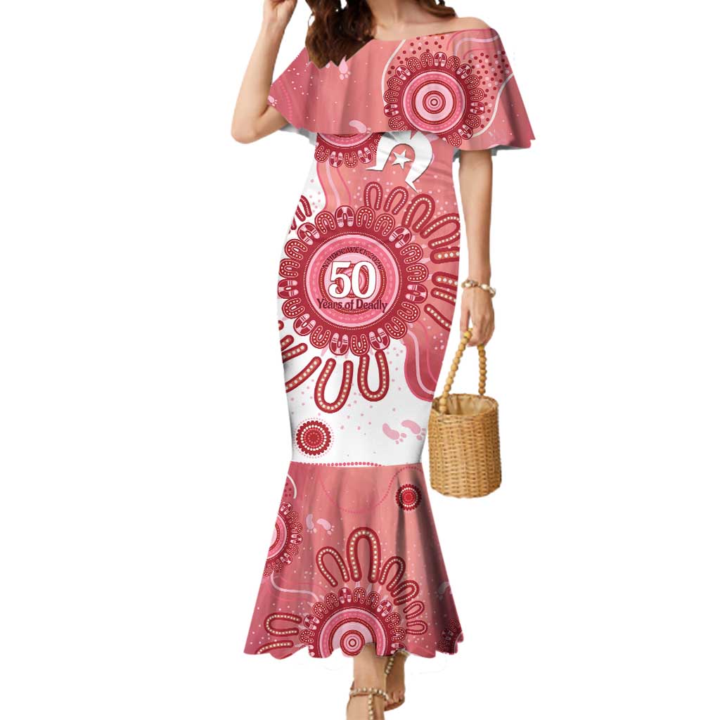 NAIDOC Week 2026 Mermaid Dress 50 Years Deadly Dhari Pink Aboriginal Art