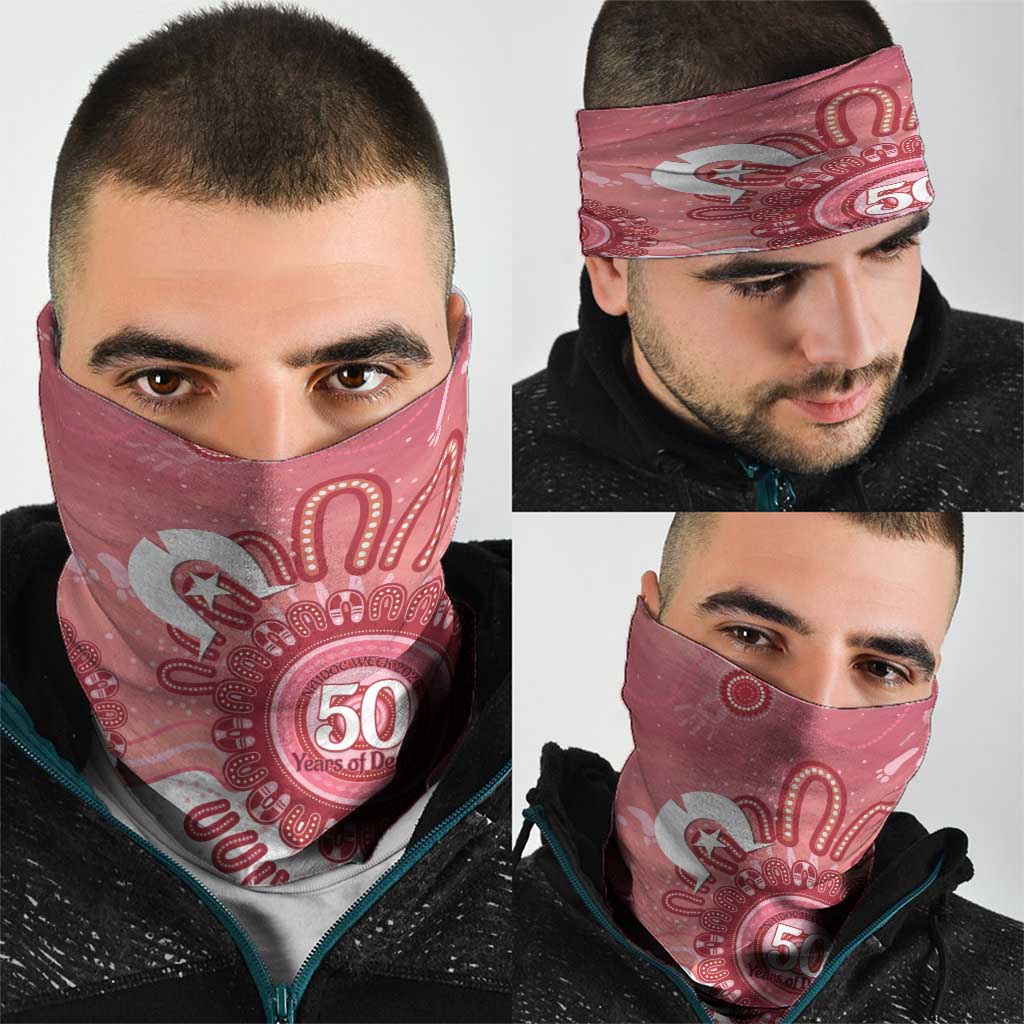 NAIDOC Week 2026 Neck Gaiter 50 Years Deadly Dhari Pink Aboriginal Art