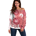 NAIDOC Week 2026 Off Shoulder Sweater 50 Years Deadly Dhari Pink Aboriginal Art