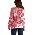 NAIDOC Week 2026 Off Shoulder Sweater 50 Years Deadly Dhari Pink Aboriginal Art