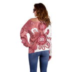 NAIDOC Week 2026 Off Shoulder Sweater 50 Years Deadly Dhari Pink Aboriginal Art