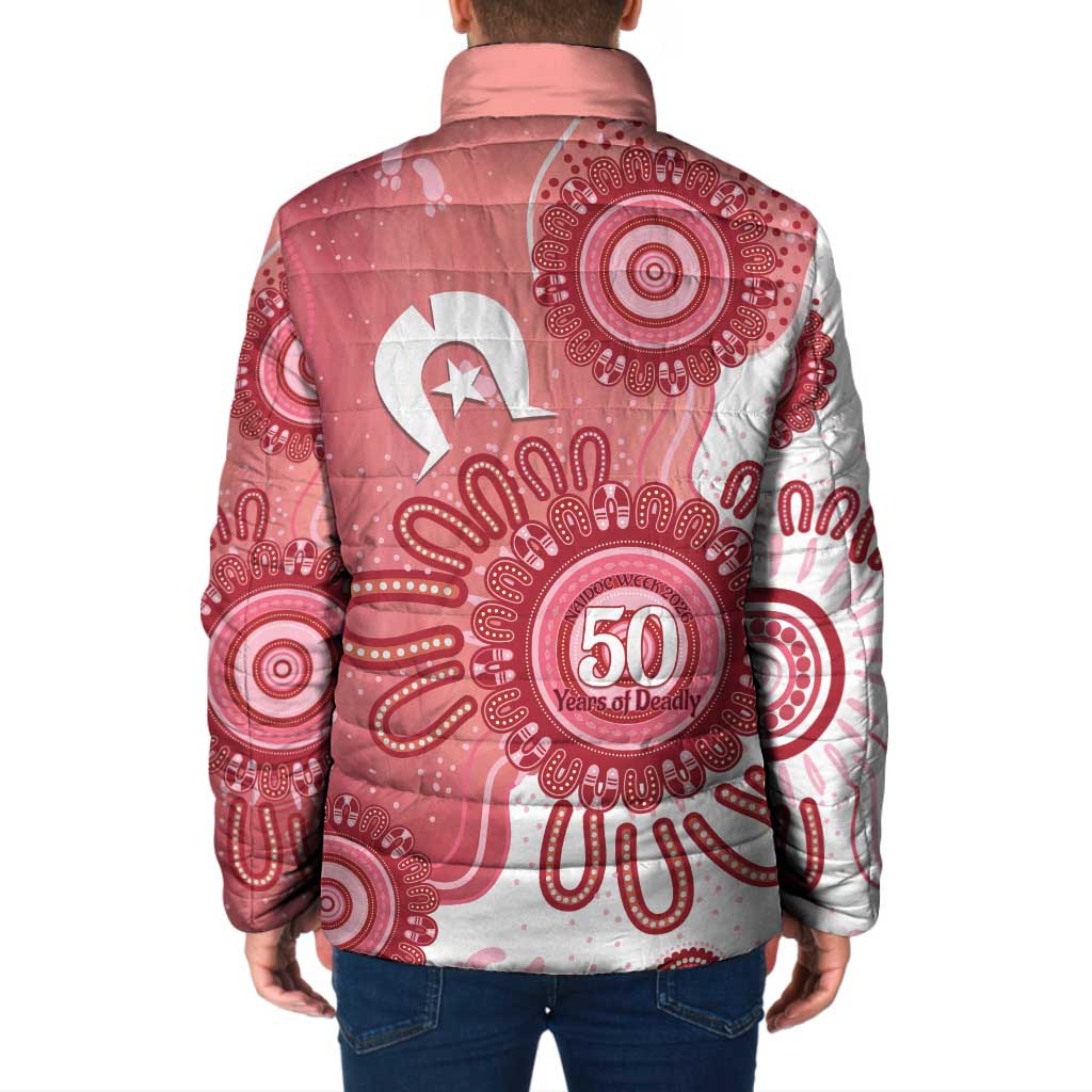 NAIDOC Week 2026 Padded Jacket 50 Years Deadly Dhari Pink Aboriginal Art