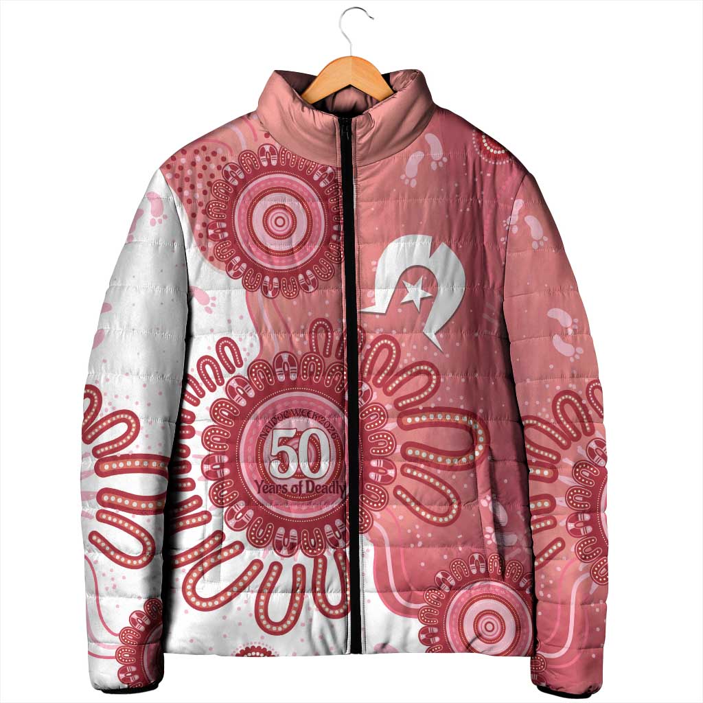 NAIDOC Week 2026 Padded Jacket 50 Years Deadly Dhari Pink Aboriginal Art