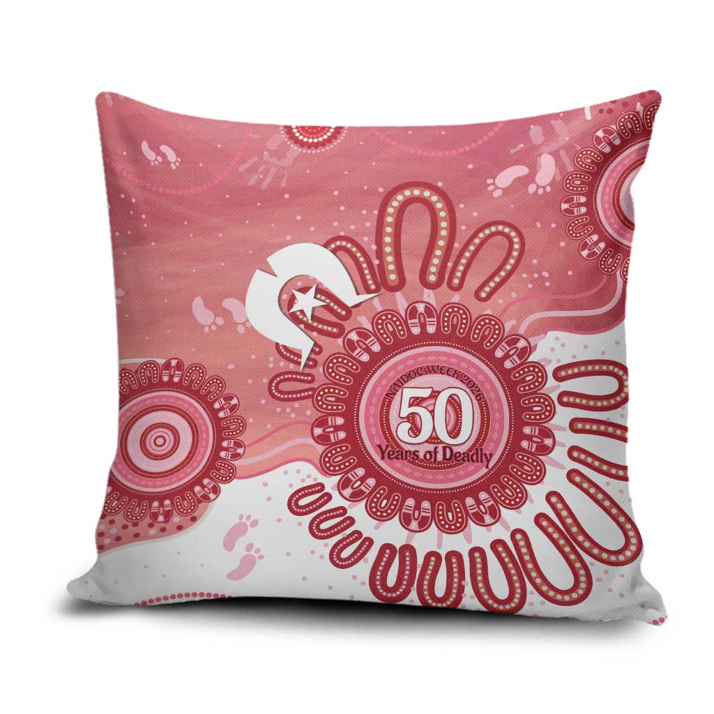 NAIDOC Week 2026 Pillow Cover 50 Years Deadly Dhari Pink Aboriginal Art