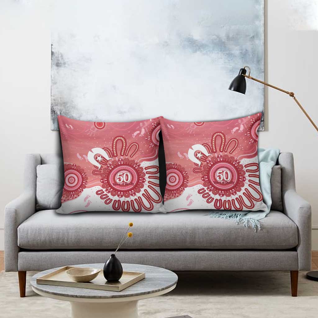 NAIDOC Week 2026 Pillow Cover 50 Years Deadly Dhari Pink Aboriginal Art