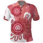 NAIDOC Week 2026 Polo Shirt 50 Years Deadly Dhari Pink Aboriginal Art