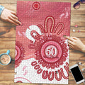 NAIDOC Week 2026 Puzzle 50 Years Deadly Dhari Pink Aboriginal Art