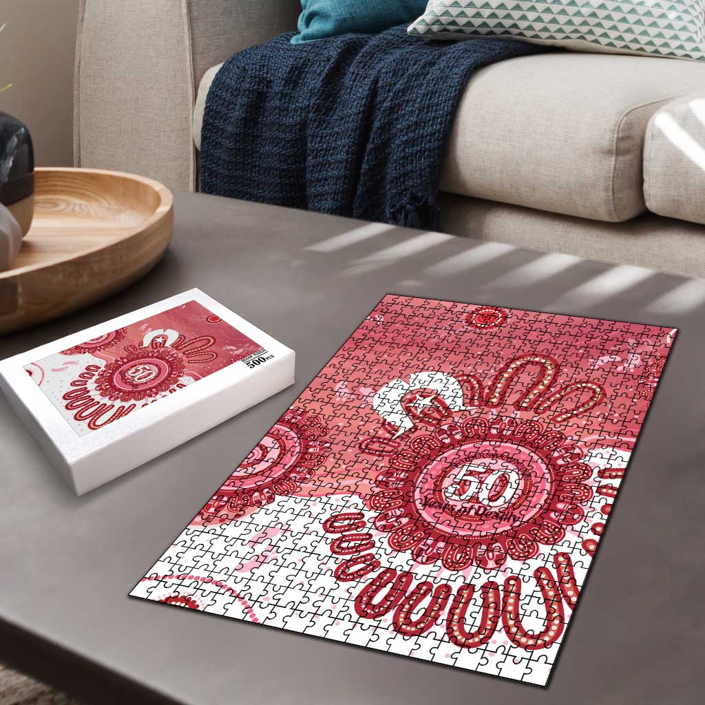 NAIDOC Week 2026 Puzzle 50 Years Deadly Dhari Pink Aboriginal Art