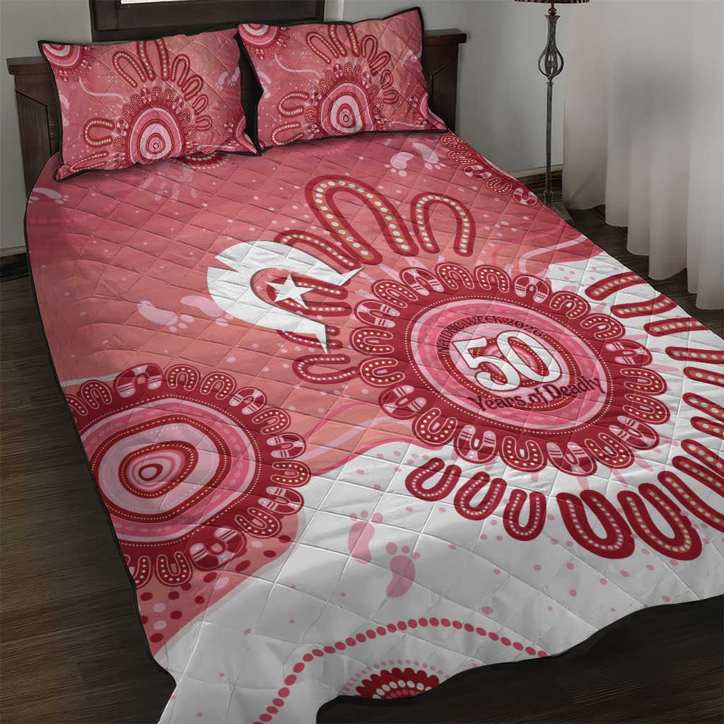NAIDOC Week 2026 Quilt Bed Set 50 Years Deadly Dhari Pink Aboriginal Art