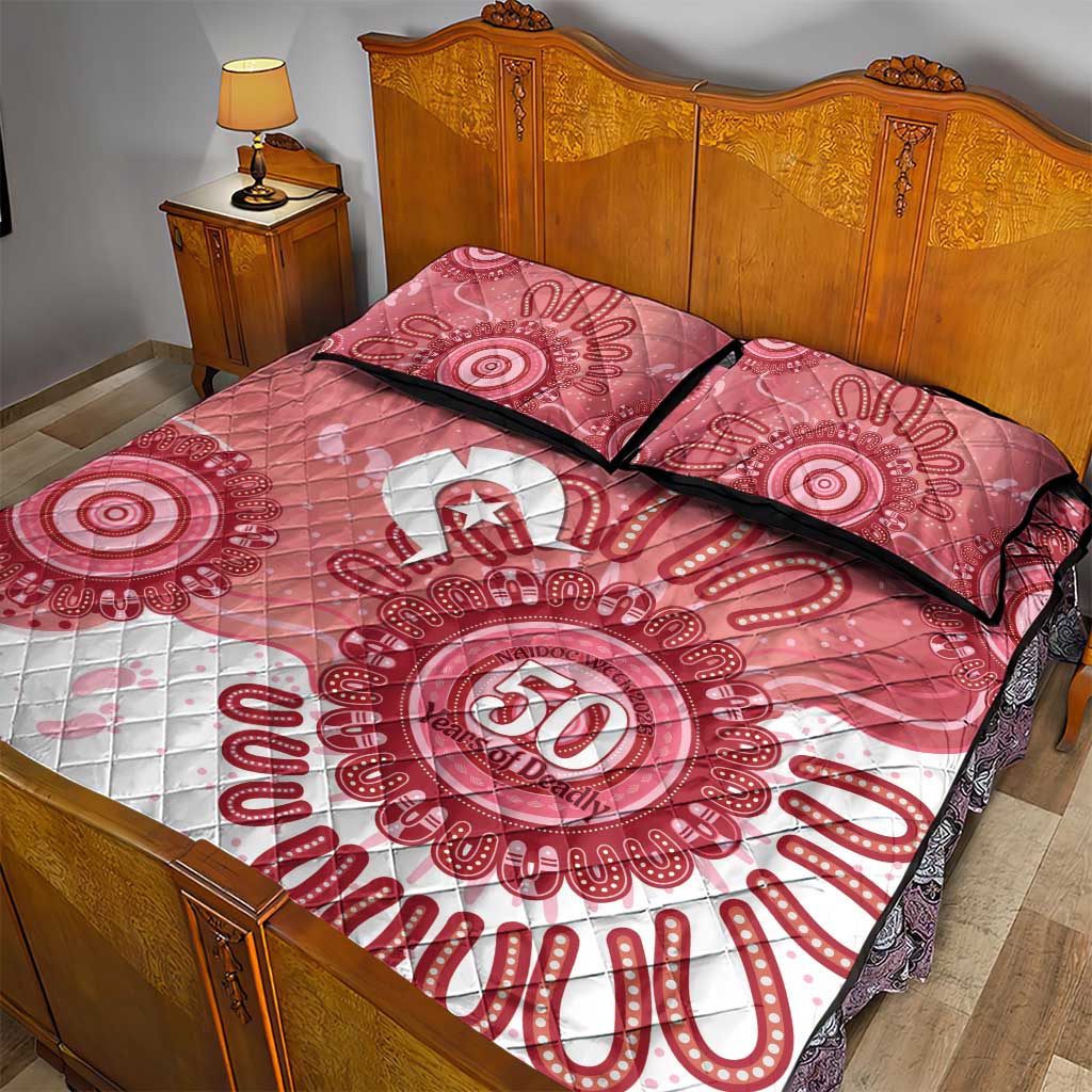 NAIDOC Week 2026 Quilt Bed Set 50 Years Deadly Dhari Pink Aboriginal Art