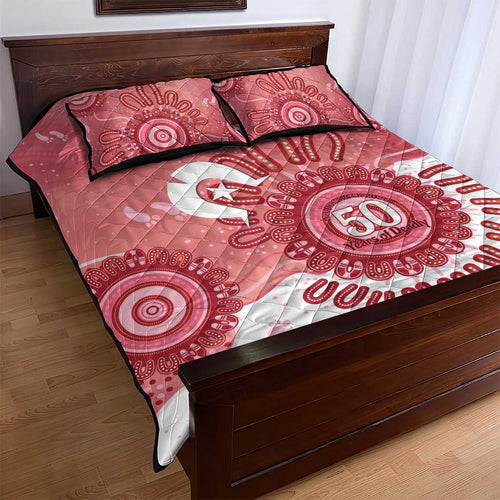 NAIDOC Week 2026 Quilt Bed Set 50 Years Deadly Dhari Pink Aboriginal Art