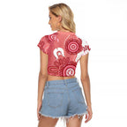 NAIDOC Week 2026 Raglan Cropped T Shirt 50 Years Deadly Dhari Pink Aboriginal Art