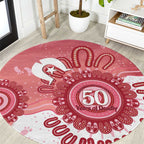 NAIDOC Week 2026 Round Carpet 50 Years Deadly Dhari Pink Aboriginal Art