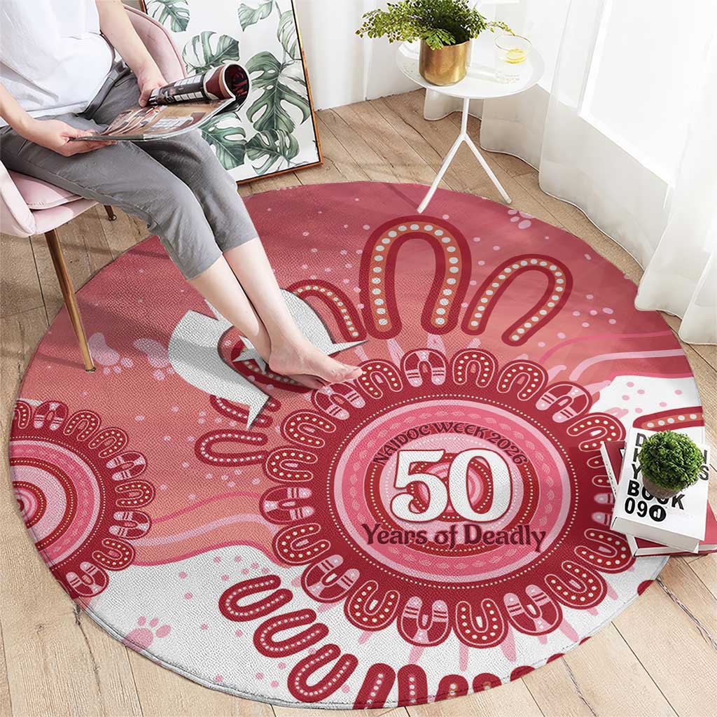 NAIDOC Week 2026 Round Carpet 50 Years Deadly Dhari Pink Aboriginal Art