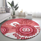 NAIDOC Week 2026 Round Carpet 50 Years Deadly Dhari Pink Aboriginal Art