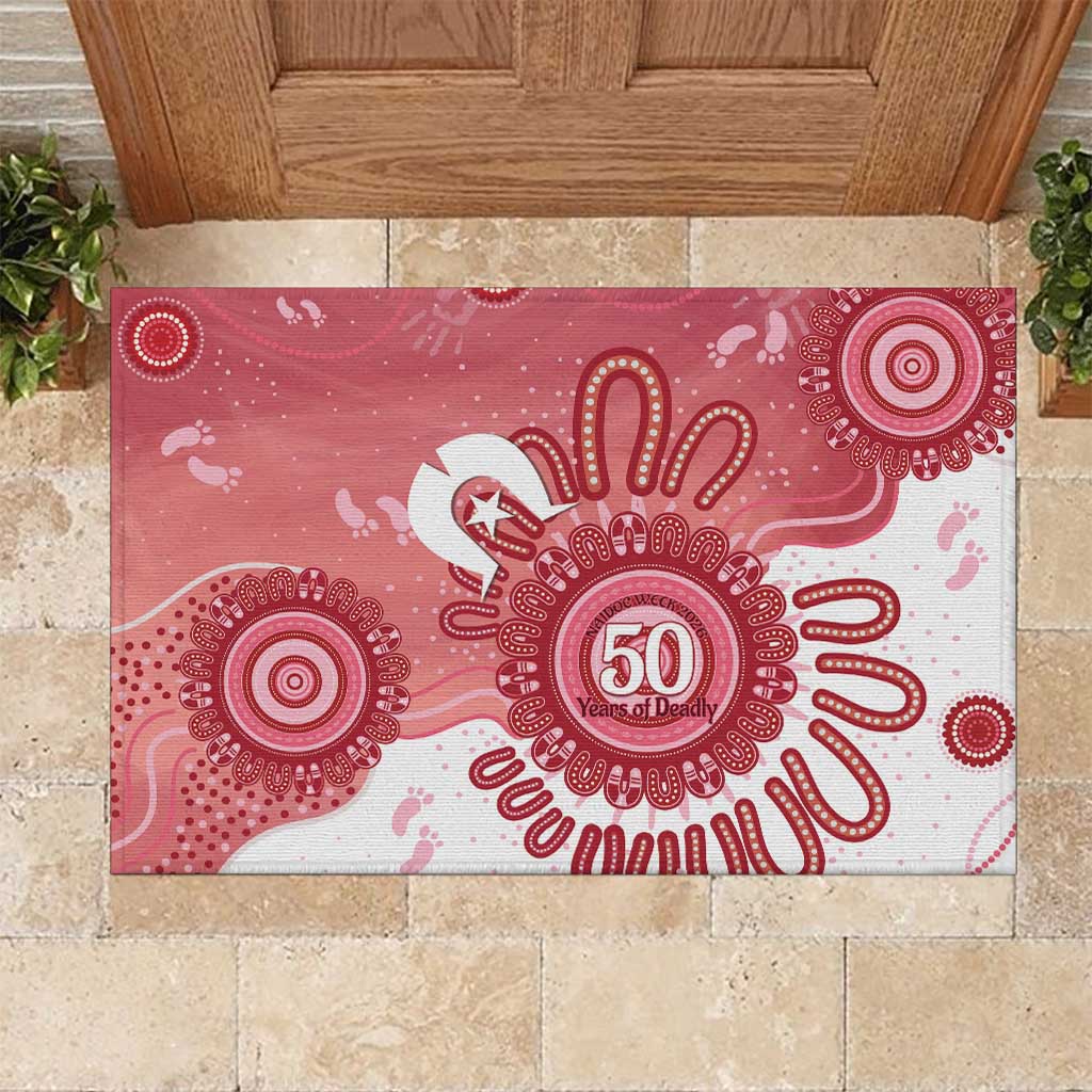 NAIDOC Week 2026 Rubber Doormat 50 Years Deadly Dhari Pink Aboriginal Art
