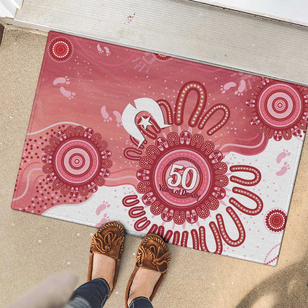 NAIDOC Week 2026 Rubber Doormat 50 Years Deadly Dhari Pink Aboriginal Art