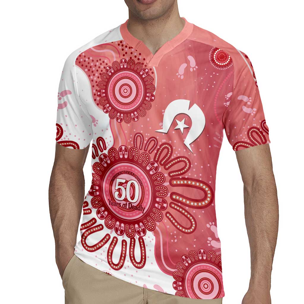NAIDOC Week 2026 Rugby Jersey 50 Years Deadly Dhari Pink Aboriginal Art
