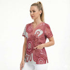 NAIDOC Week 2026 Scrub Top 50 Years Deadly Dhari Pink Aboriginal Art