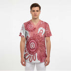 NAIDOC Week 2026 Scrub Top 50 Years Deadly Dhari Pink Aboriginal Art