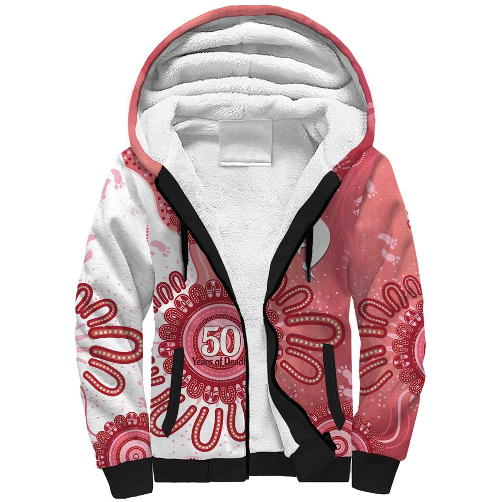 NAIDOC Week 2026 Sherpa Hoodie 50 Years Deadly Dhari Pink Aboriginal Art