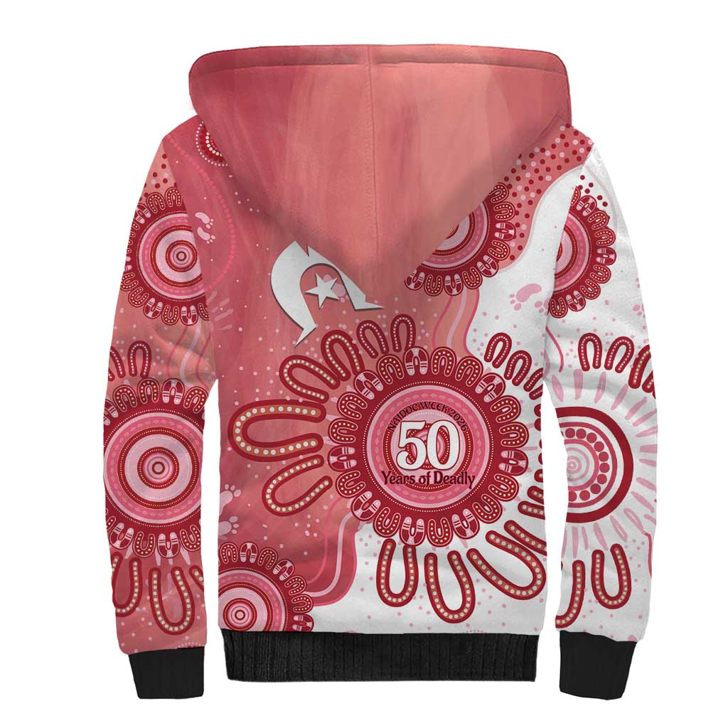 NAIDOC Week 2026 Sherpa Hoodie 50 Years Deadly Dhari Pink Aboriginal Art