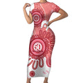 NAIDOC Week 2026 Short Sleeve Bodycon Dress 50 Years Deadly Dhari Pink Aboriginal Art