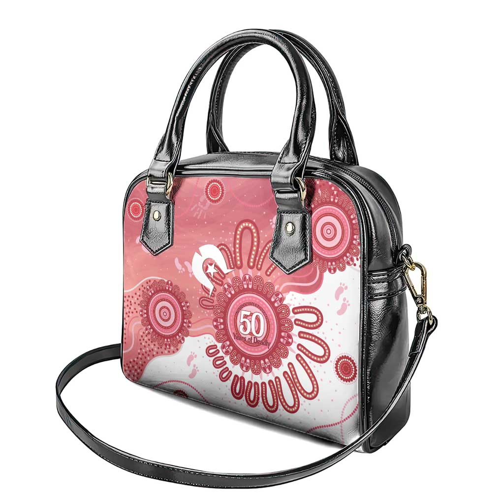 NAIDOC Week 2026 Shoulder Handbag 50 Years Deadly Dhari Pink Aboriginal Art