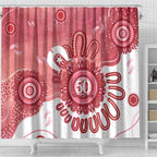 NAIDOC Week 2026 Shower Curtain 50 Years Deadly Dhari Pink Aboriginal Art