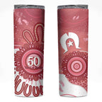 NAIDOC Week 2026 Skinny Tumbler 50 Years Deadly Dhari Pink Aboriginal Art
