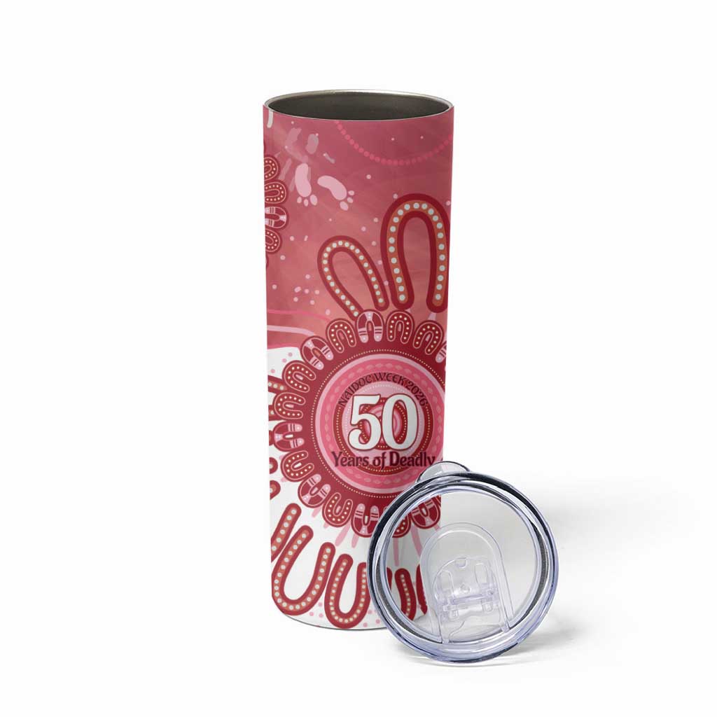 NAIDOC Week 2026 Skinny Tumbler 50 Years Deadly Dhari Pink Aboriginal Art