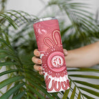 NAIDOC Week 2026 Skinny Tumbler 50 Years Deadly Dhari Pink Aboriginal Art