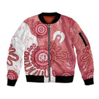NAIDOC Week 2026 Sleeve Zip Bomber Jacket 50 Years Deadly Dhari Pink Aboriginal Art