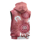 NAIDOC Week 2026 Sleeveless Hoodie 50 Years Deadly Dhari Pink Aboriginal Art