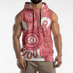 NAIDOC Week 2026 Sleeveless Hoodie 50 Years Deadly Dhari Pink Aboriginal Art
