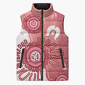 NAIDOC Week 2026 Sleeveless Puffer Jacket 50 Years Deadly Dhari Pink Aboriginal Art