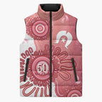 NAIDOC Week 2026 Sleeveless Puffer Jacket 50 Years Deadly Dhari Pink Aboriginal Art